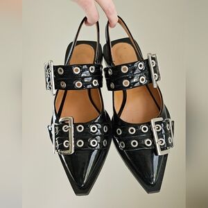 Ganni Buckle Ballerina Flats 37